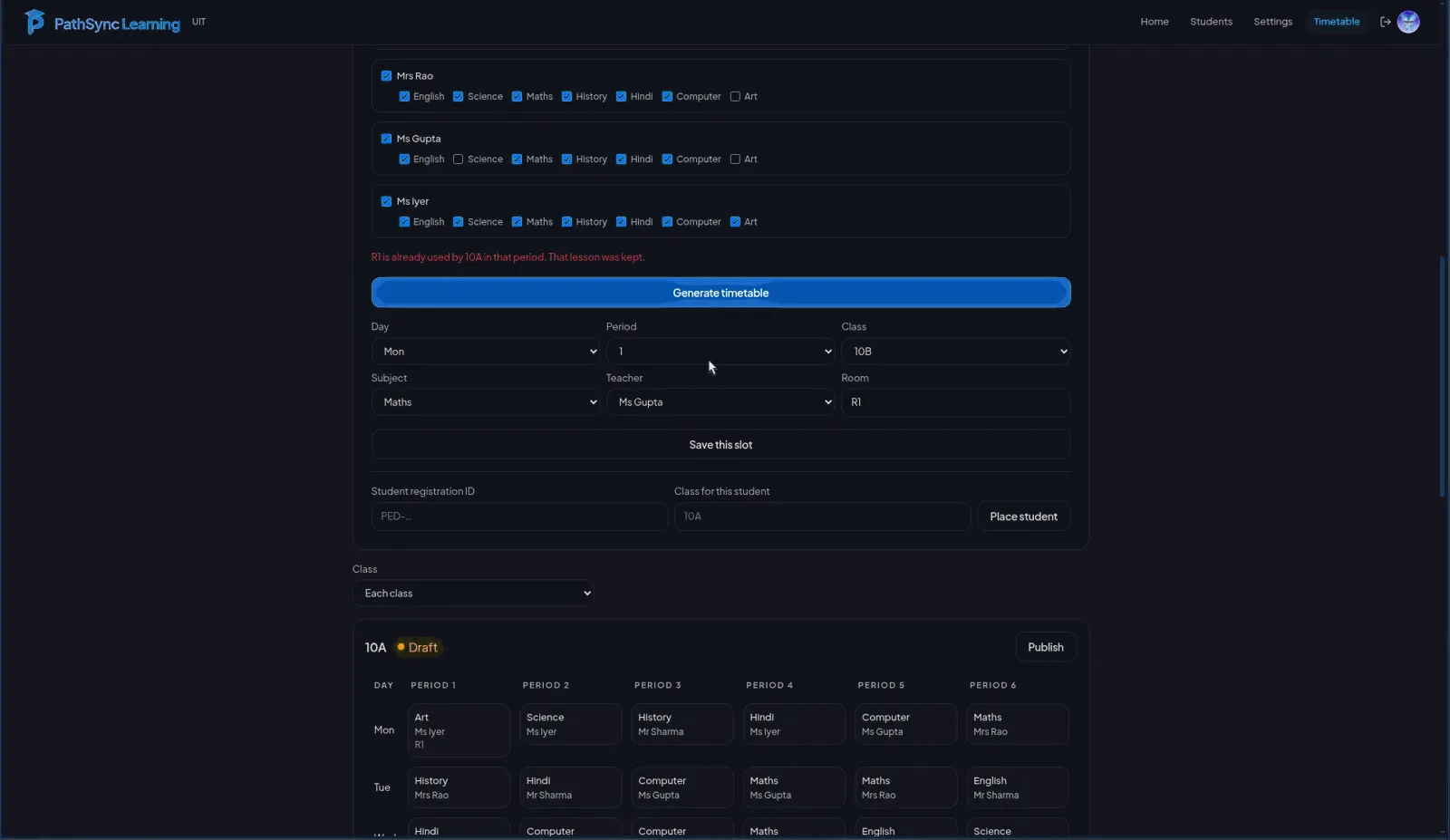 Campus timetable builder